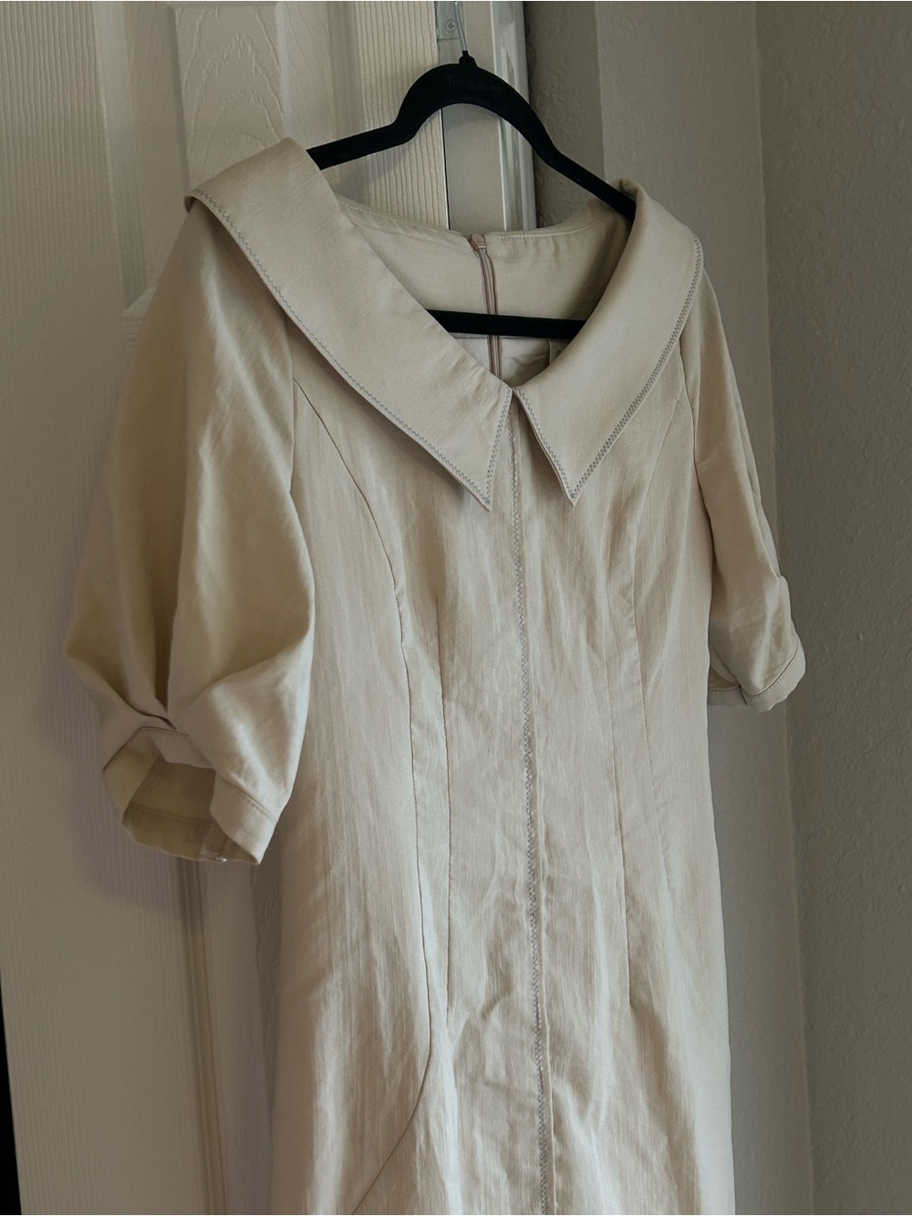 Cream Sailor Collar Midi Dress